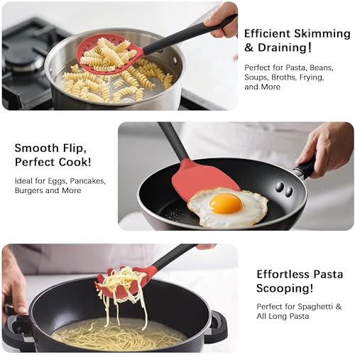 Silicone Kitchen Cooking Utensils Set (Red)