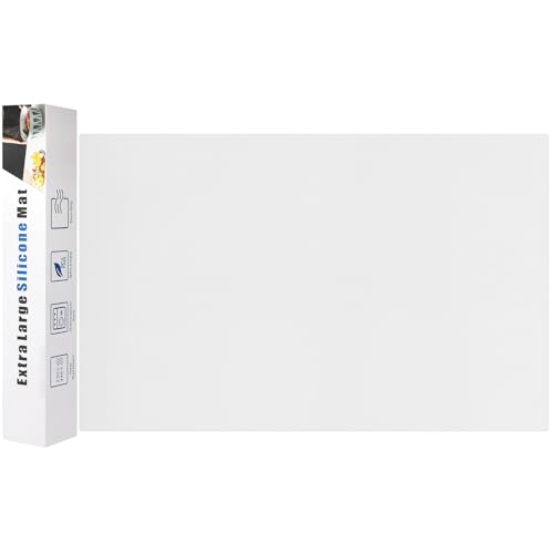 Silicone Mats for Kitchen Counter Thicker Extra Large Heat Resistant Mats Countertop Protector Liners for Bottom of Oven Air Fryer Coffee Maker (24"L x 16"W / Translucent)