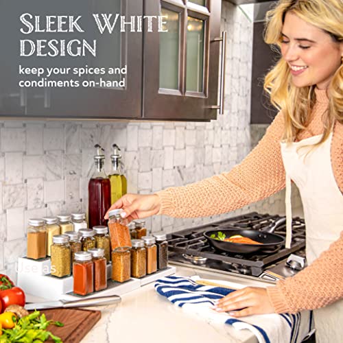 Plastic 3 Tier Expandable Spice Rack (2-Pack / White/Grey)