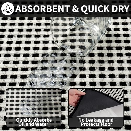 Kitchen Mat Kitchen Rugs Sets of 2 PCS Non Slip Black 17"x30"+17"x47" (Black / 17"x47"+17"x30")