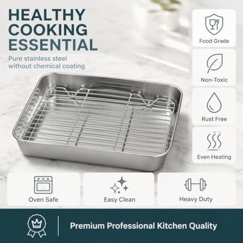 Rectangular Roasting Pan and Rack (9.3×6.9×2in)