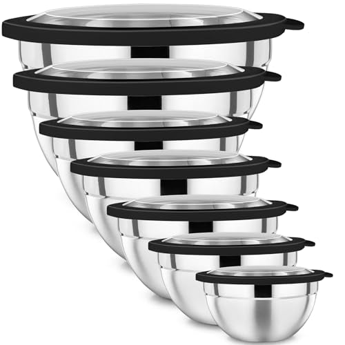 Mixing Bowl with Lid Set of 7 (Black)