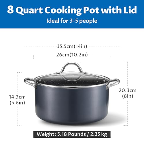 8 Quart Nonstick Stock Pot with Lid (8 Quarts)