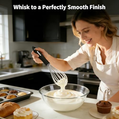 Stainless Steel Kitchen Whisk Set of 5 (5+7 & 9+11+12 inch / 5 Pcs Silver)