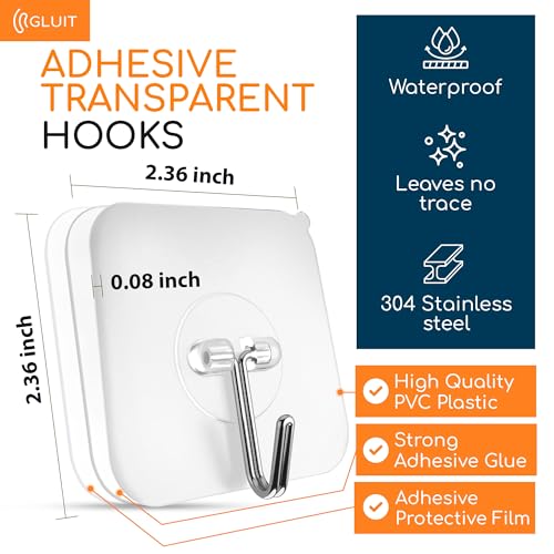 Adhesive Wall Hooks for Hanging Heavy Duty No Drill (Medium, 12 pcs)
