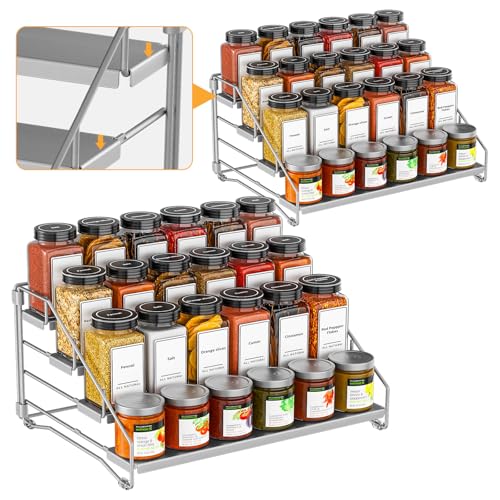 4 Tier Spice Rack for Cabinet (Gray / 2 Pcs)