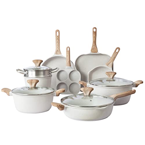 Non Stick Cast Aluminum Cookware Set (Cream / 13 Pc.)