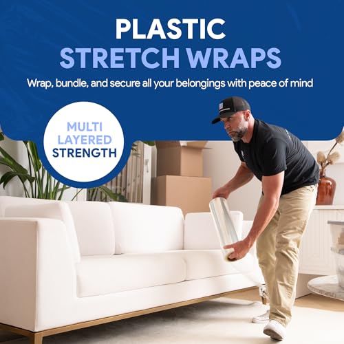 18" Plastic Stretch Film Wrap 1200 feet 500% Stretch Ability (1 Pack / 18" - 17" Styles)