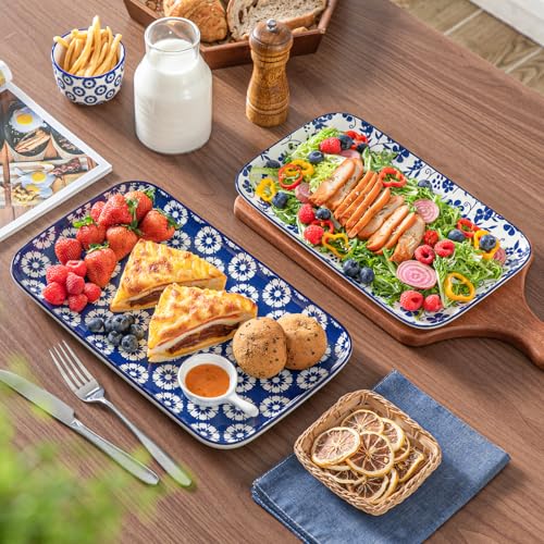 SELENE Ceramic Serving Platters Set of 3 (Vintage Blue B)
