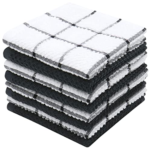 Cotton Dish Towels For Kitchen (Black Multi)