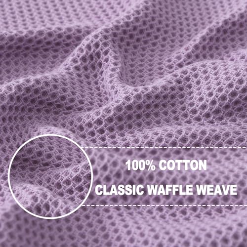 100% Cotton Waffle Weave Kitchen Dish Towels 4 (Lavender / 13 X 28 - 4 Pack)