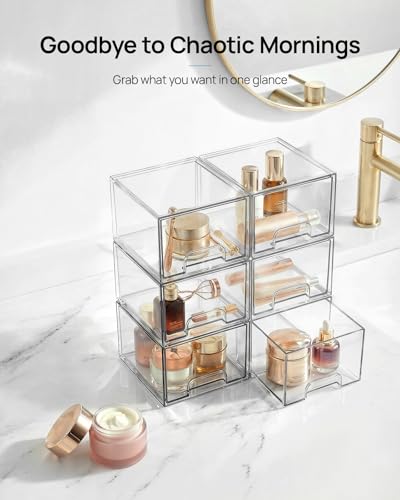 12 Pack Small Clear Stackable Storage Drawers (Small-12pack-Clear)