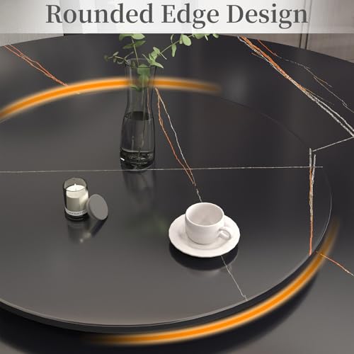 23.6" Lazy Susan for Table Top Sintered Stone Rotating Serving Tray for Dining Table (Black / 60CM)