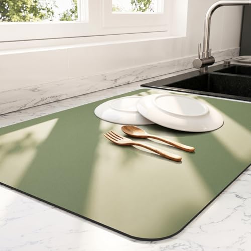 Dish Drying Mat for Kitchen Counter (Green / 18" x 32")