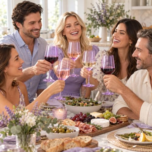 Purple Colored Wine Glass Set (Stemmed)