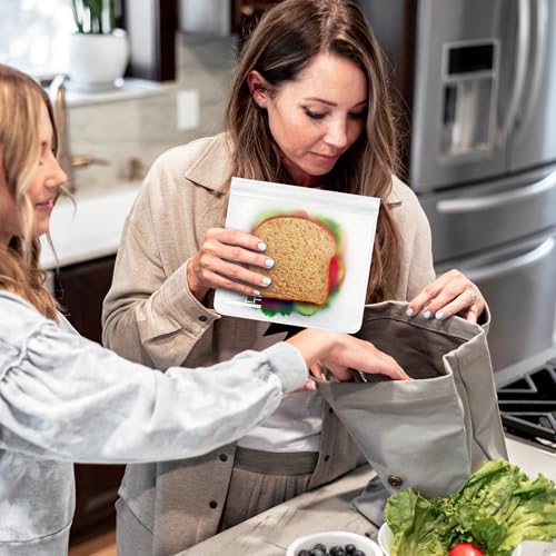 6 Pack Dishwasher Safe Reusable Gallon Freezer Bags (6 Pack-6 Gallon / White)