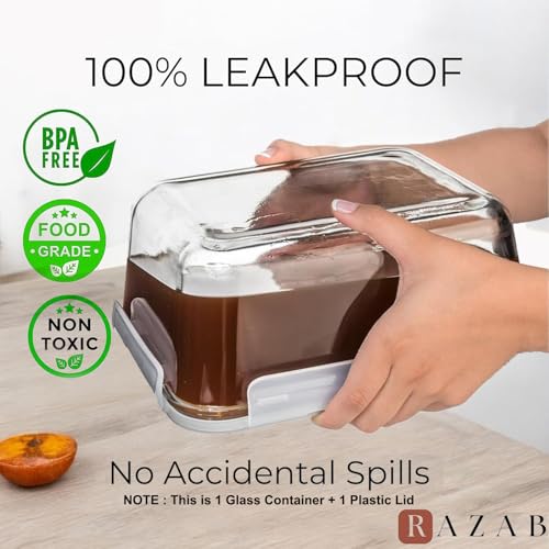 3300 ml 112 oz LARGE Glass Food Container with Locking Lid. Ideal for Storing food (Gray)