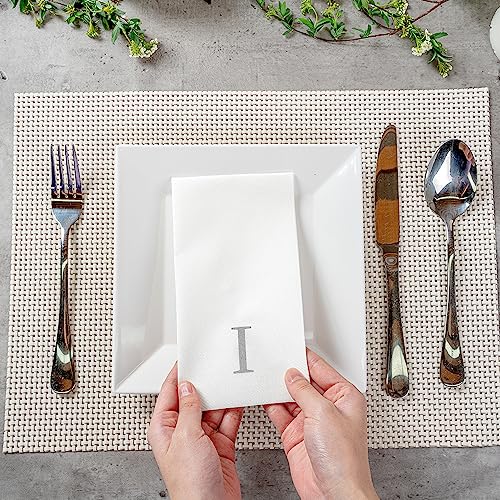 Monogram Letter I Airlaid Guest Towels (Silver / 2000 Count / I)