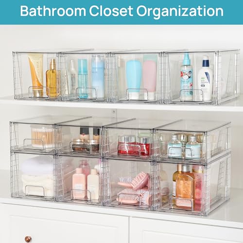 4 Pack Large Stackable Storage Drawers (Clear( 4 Pack) / Large)