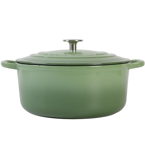 Enameled Cast Iron Dutch Oven Pot With Lid (Pistachio Green / 5.5QT)