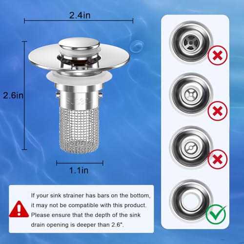 Bathroom Sink Drain Strainer (Sliver-4)