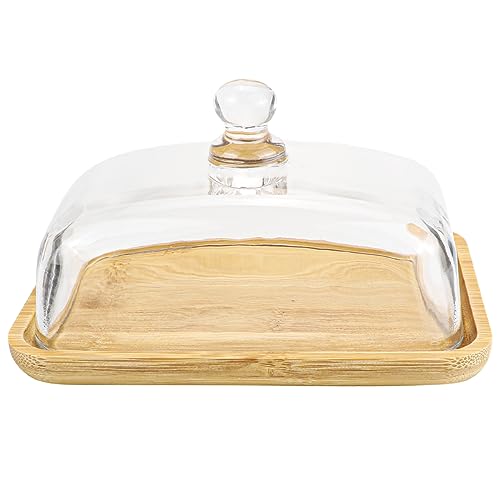 Crystal Clear Glass Butter Dish with Lid Butter Holder Container for Butter (Size 1)