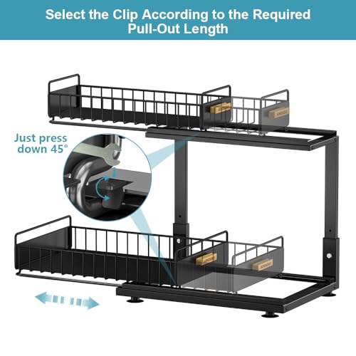 Under Sink Organizer Kitchen (Double Layer / Black-1 Pack)
