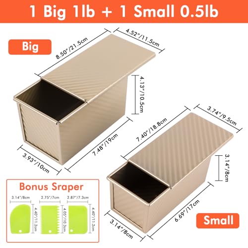 Pullman Loaf Pan with Lid (Gold / 1lb+0.5lb)
