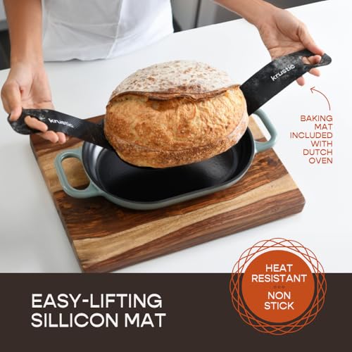 Enameled Cast Iron Dutch Oven for Professional Sourdough Bread Baking (Sea Salt)