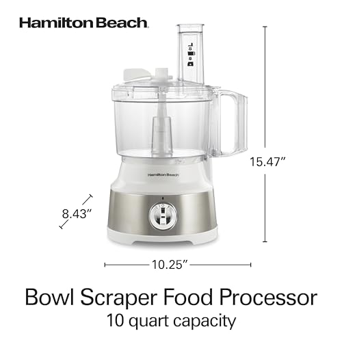 10 Cup Food Processor & Vegetable Chopper (Bowl Scraper, White and Stainless Steel)
