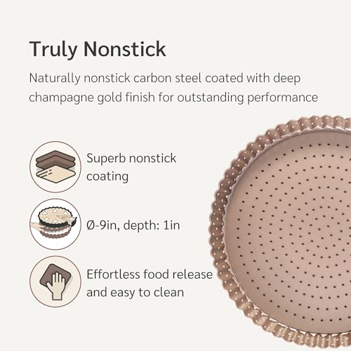 9 inch Tart Pan with Removable Bottom Nonstick (9'' Tart Pan)