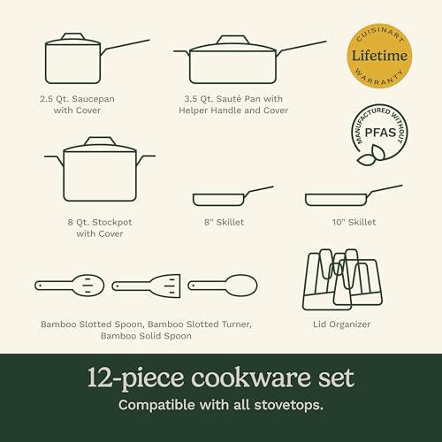 Ceramic Cookware Set (Teal / 12 Piece Set)