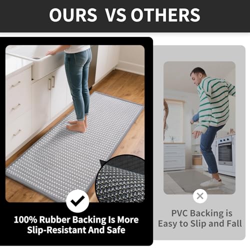 Long Kitchen Runner Rugs Kitchen Mat Non Slip Washable Gray 36"x71" (Light Grey / 36"x71")