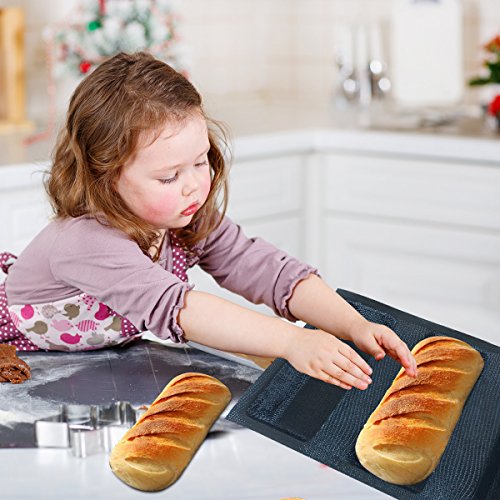Mesh Silicone Bread Forms Square Shape Bread Molds Non Stick Bakery Tray Silicone Coated Fiber Glass Loaf Crusty Bread Bakeware For Small Toaster Oven (3 Caves 6.7" Square Shape)