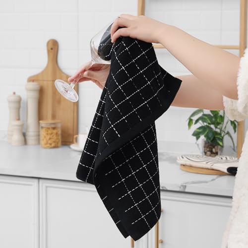 100% Cotton Terry Kitchen Towels (Black / 20 X 28 - 4 Pack)
