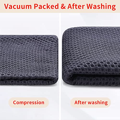 100% Cotton Waffle Weave Kitchen Dish Towels 8 (Dark Grey / 13 X 28 - 8 Pack)