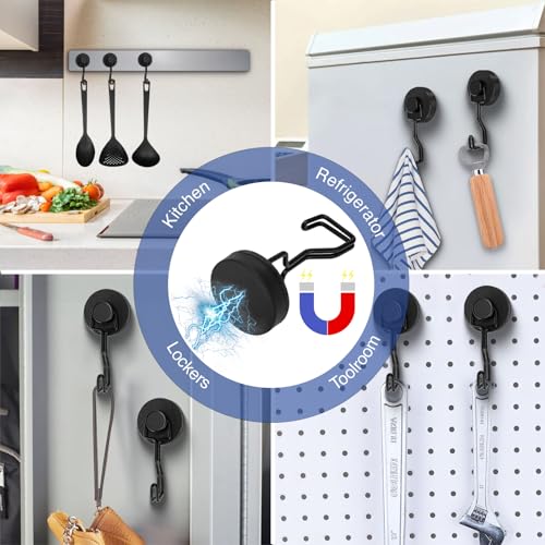Heavy Duty Magnetic Hooks for Grill (12 Pack / Black)