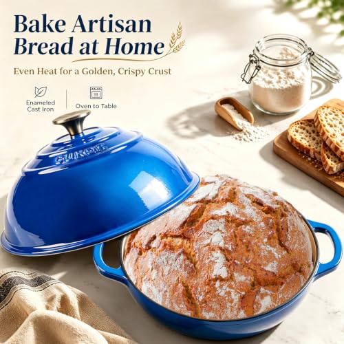 Dutch Oven for Sourdough Bread Baking (6QT / Blue)