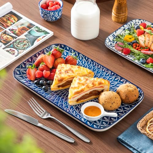 SELENE Porcelain Serving Platters Set of 3 (Vintage Blue A)