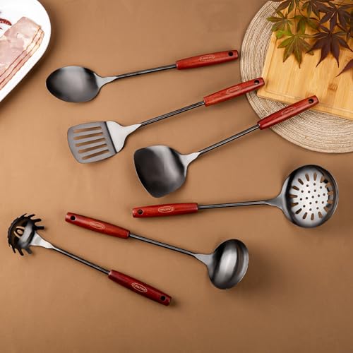 17inch Wok Spatula and Ladle (Black-4 Pieces Set)