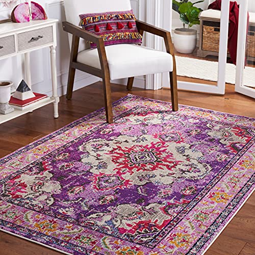Monaco Area Rug 5'1"x7'7" (5'1" x 7'7" (Rectangular) / Violet/Fuchsia)