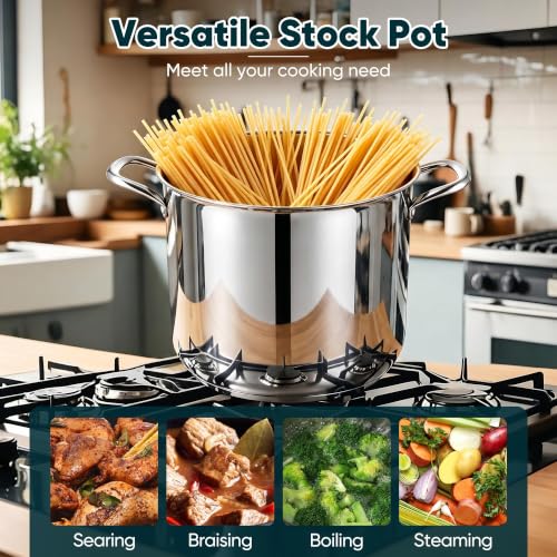 14 Quart Stainless Steel Stock Pot with Lid (14 Quarts)