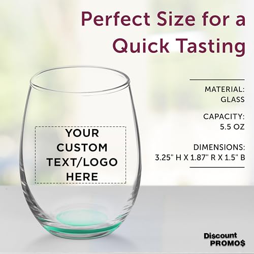 Custom Stemless Wine Glasses by ARC 5.5 oz Set of 12 (- Custom - Green / 12/50/100 Glasses)