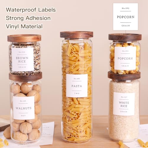 5 Set Glass Pantry Storage Jars with Acacia Airtight Lid (30 oz (5 pcs))