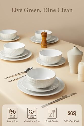 24 Piece Dinnerware Sets for 8 (White / 24Pcs (Service for 8))