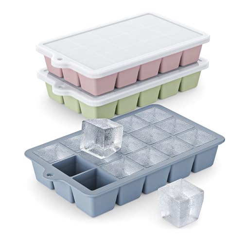 Silicone Ice Cube Tray 3 Pack (Blue+Pink+Green / Ice Cube Tray 3 Pack)