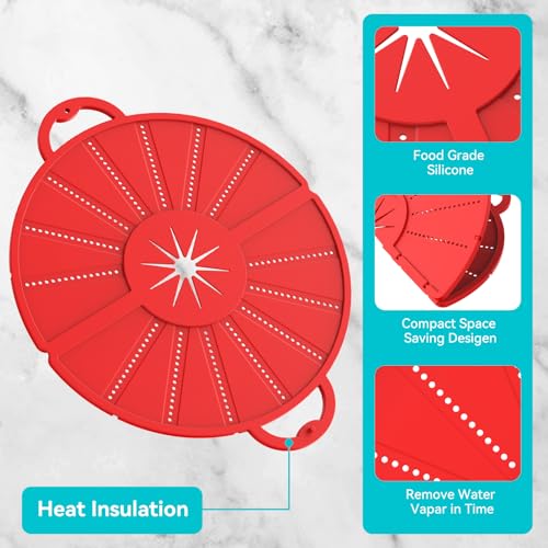 Foldable Silicone Splatter Screen for 10 (Red)