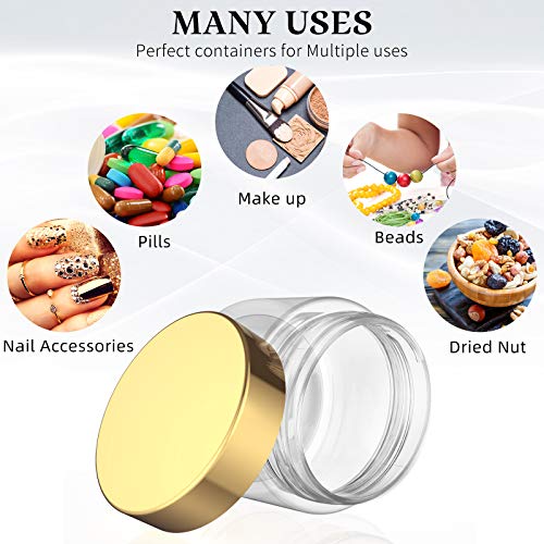 6 Pack 4 oz Plastic Jars Containers with Lids Wide (Gold / 4 oz)