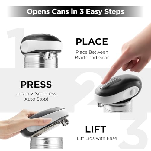 One-To-Go Electric Can Opener, White (White with Black)