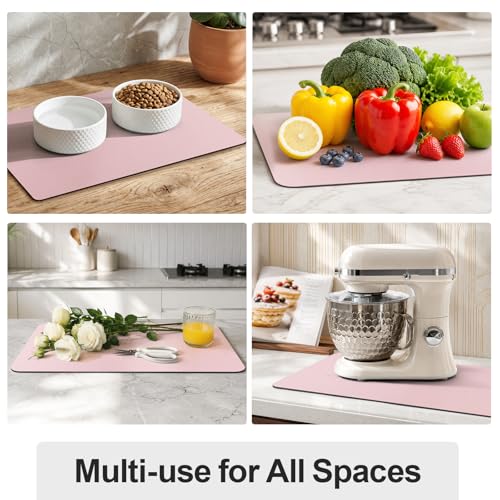 Dish Drying Mat for Kitchen Counter (Pink / 18" x 32")